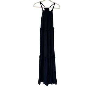 R. Vioimos Women's Black Halter Neck Maxi Dress Size M Bohemian Summer